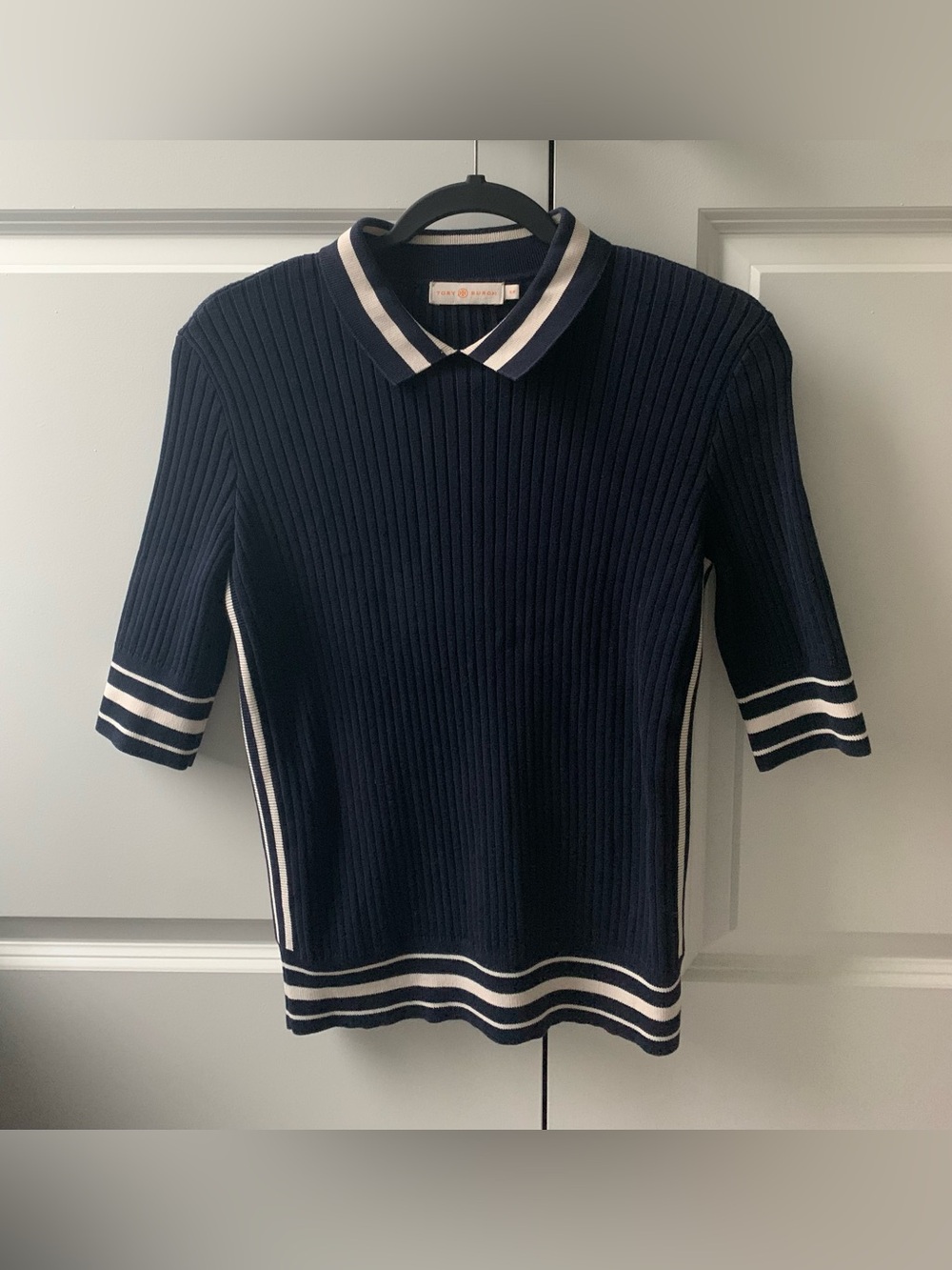 NWOT Tory Burch Ribbed knit Polo Sweater